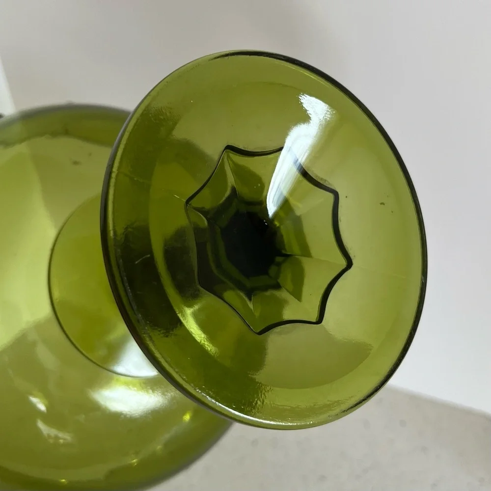 Vintage Pedestal Olive Green Indiana Glass Compote Candy Dish Bowl 7.5” X 7.5”